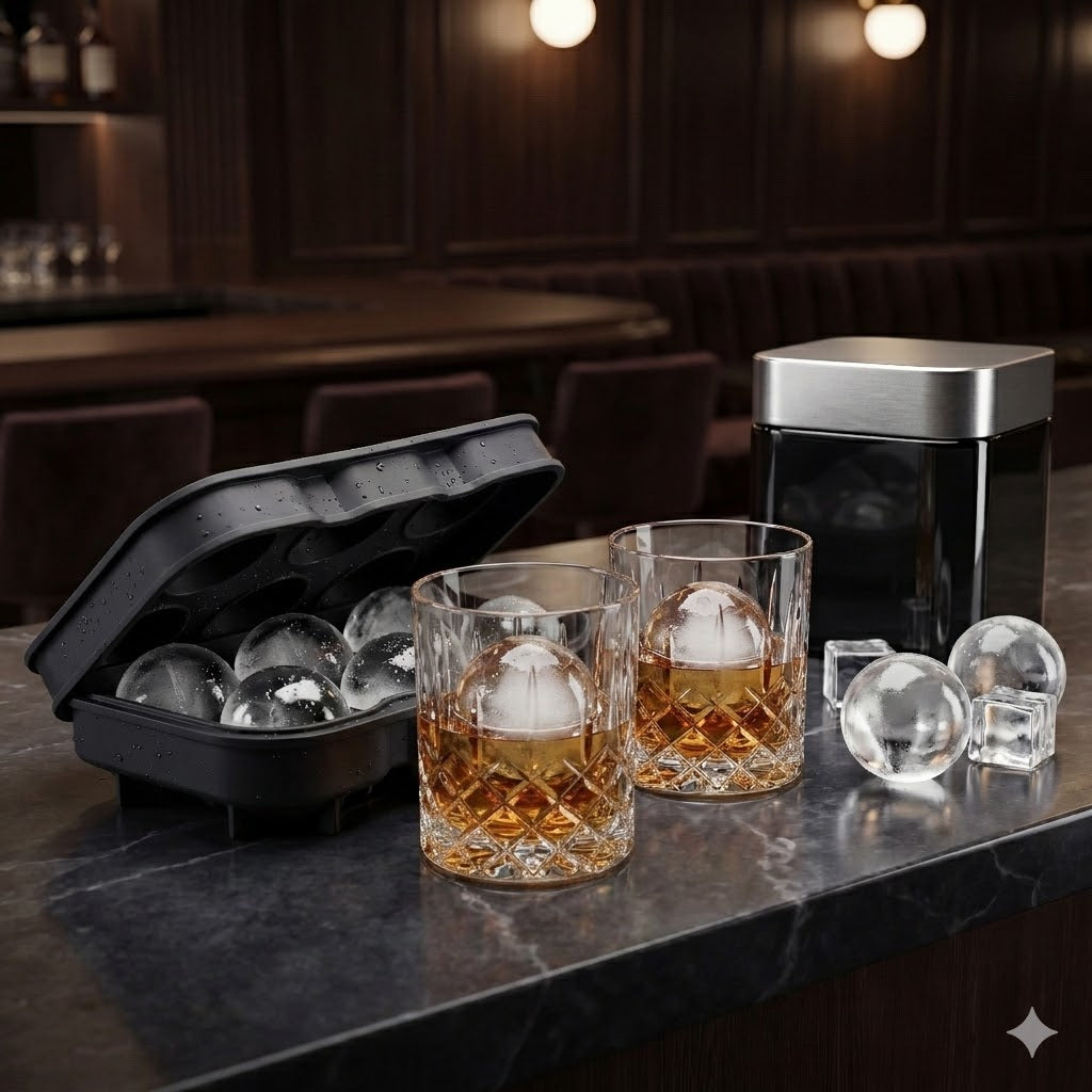 Pack Whisky Ritual — 2 Tumblers Cristal + Moule Sphères 5cm